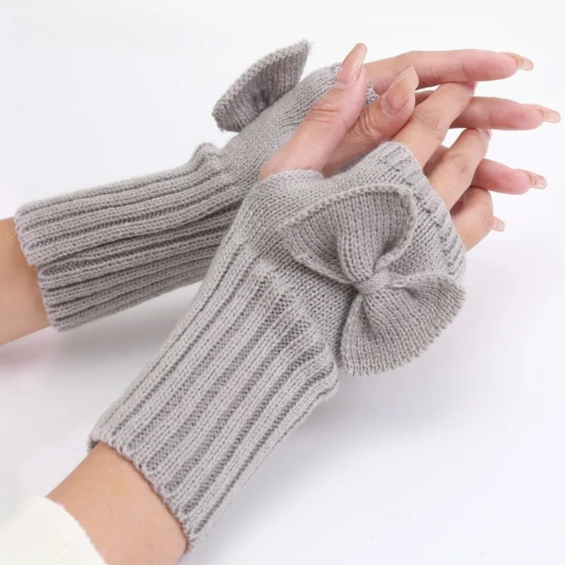 Knit Bow Fingerless Gloves – S - огляд і ціна Fingerless Glove Knit