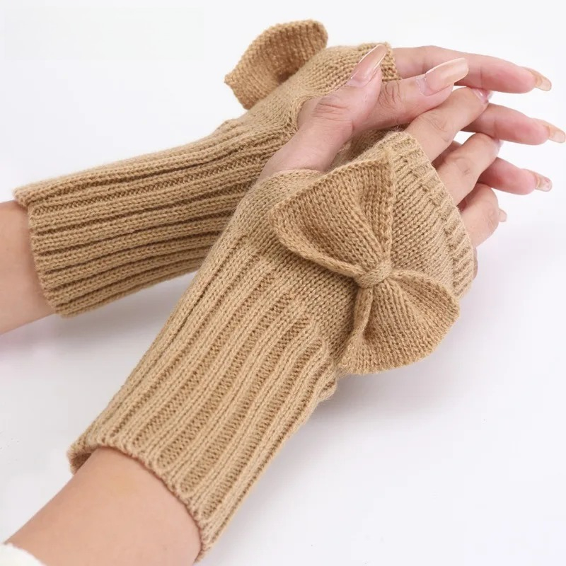 Knit Bow Fingerless Gloves – S - огляд і ціна Fingerless Glove Knit