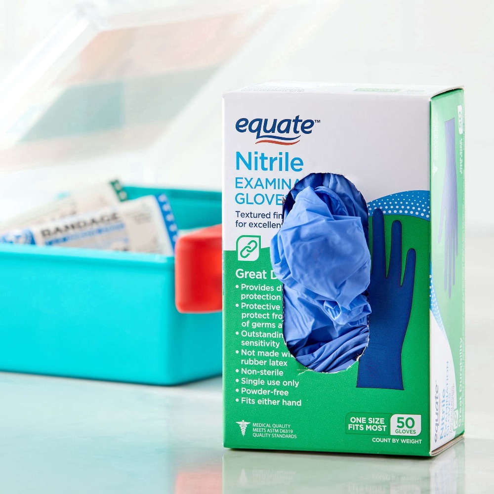 Equate Nitrile Exam Gloves, On - огляд і ціна Exam Glove Nitrile
