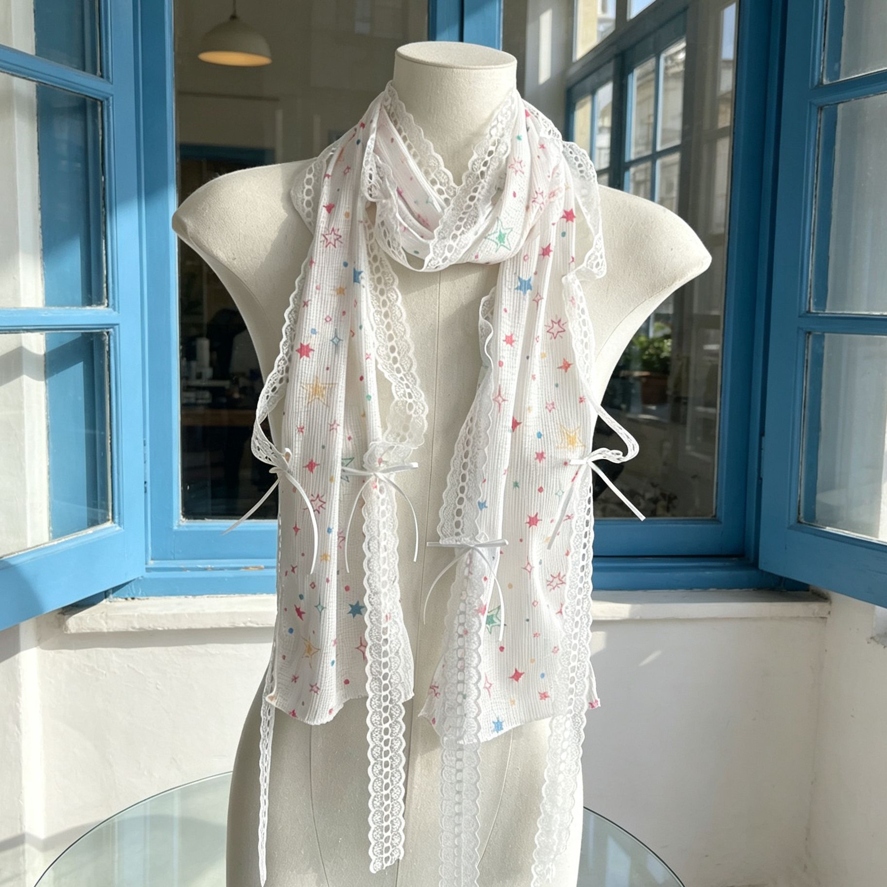 Kawaii Star Print Lace Arm Sle - огляд і ціна Fingerless Glove Knit